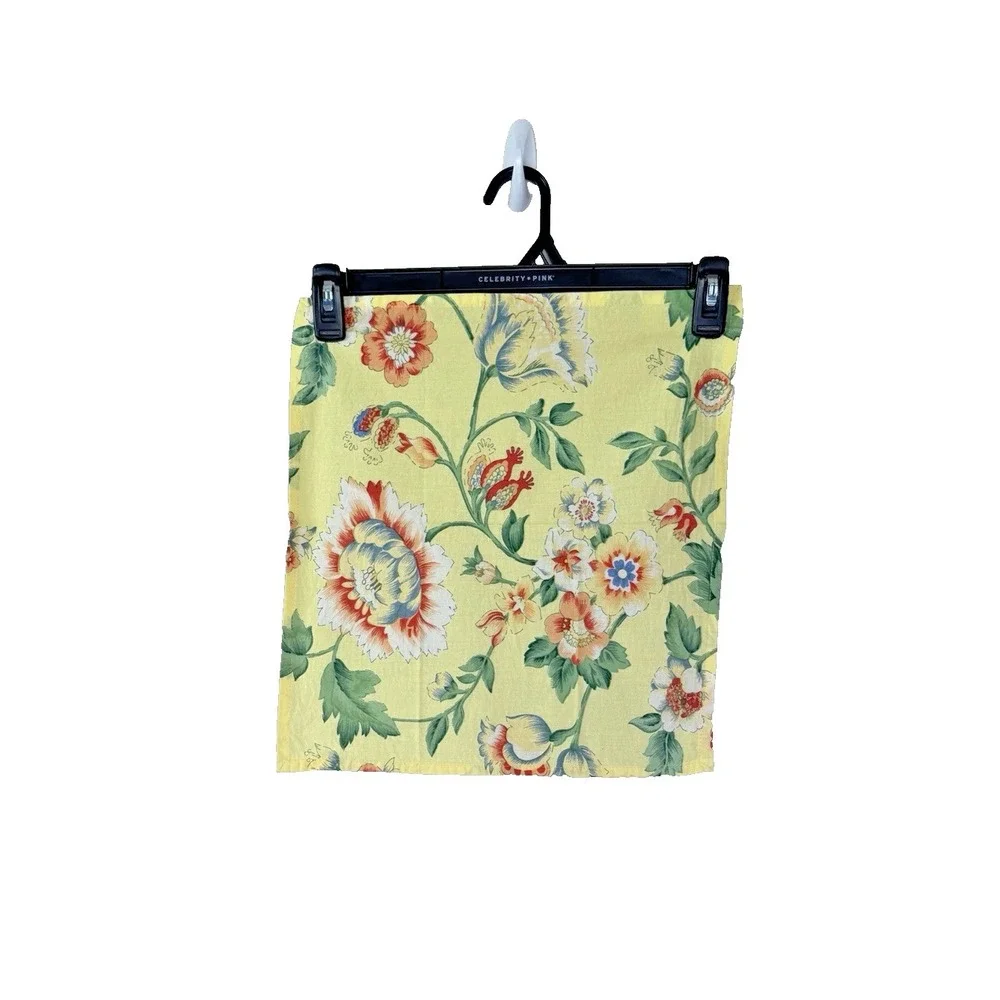Vintage April Cornell Yellow Floral Napkins Set Lot Bundle of 4 Countryside Home